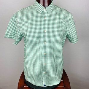 Untuckit Green White Gingham Check Print Men's XL Short Sleeve Pocket Shirt